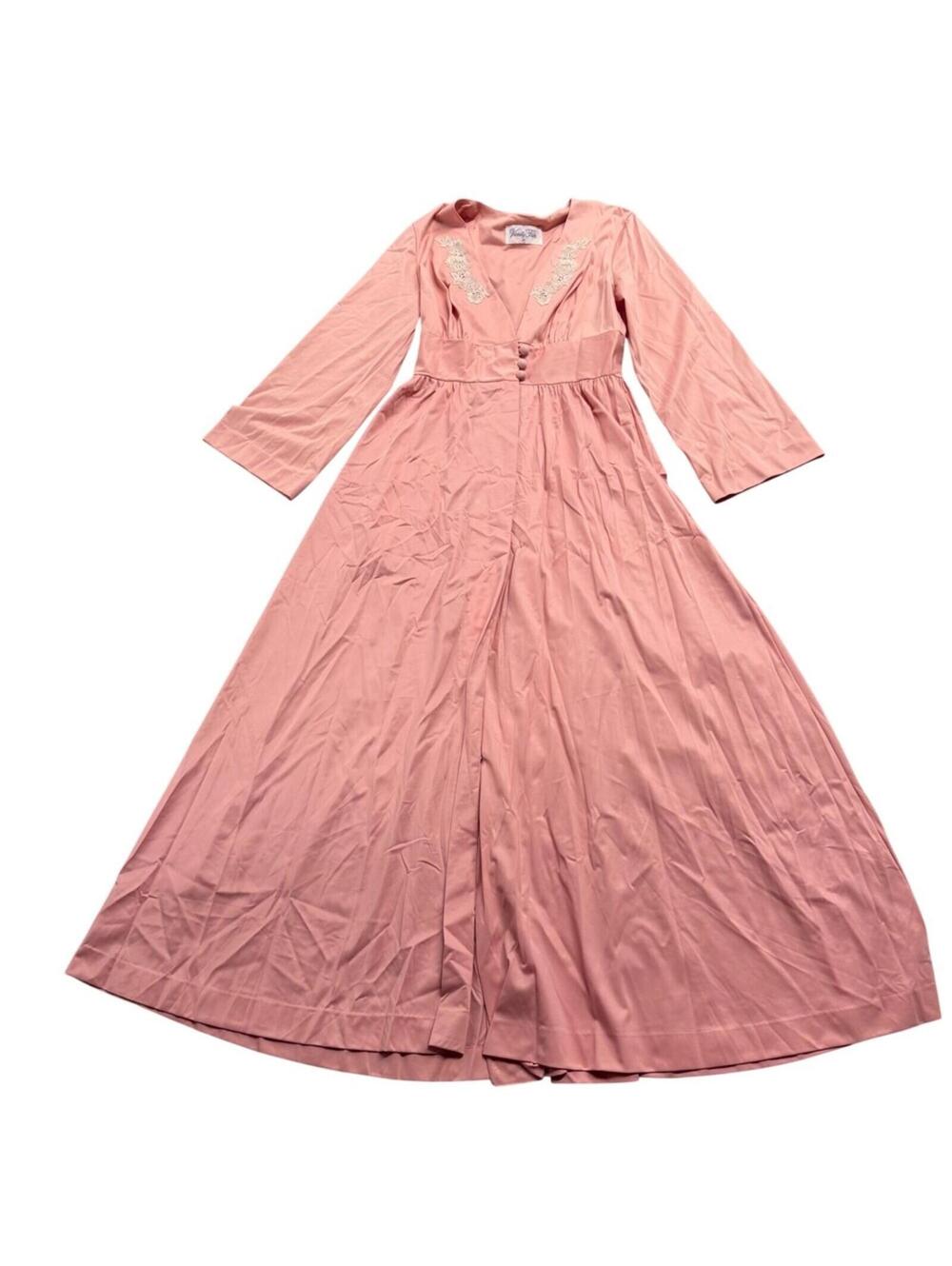 VTG Retro Y2k Vanity Fair Pink Romantic Lace Nightgown S/14 Old Money Classic